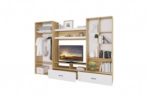Стенка НЕНСИ 1 (Крафт золотой/Белый глянец) в Приобье - priobie.ok-mebel.com | фото 2