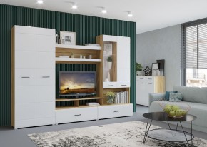 Стенка НЕНСИ 1 (Крафт золотой/Белый глянец) в Приобье - priobie.ok-mebel.com | фото 3