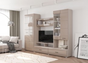 Стенка НЕНСИ 1 (Ясень Шимо светлый/Капучино глянец) в Приобье - priobie.ok-mebel.com | фото 2