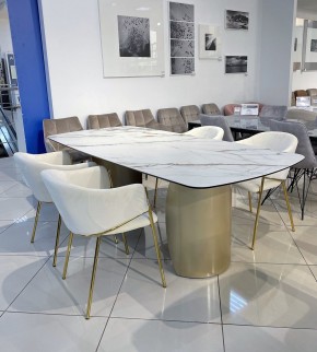 Стол BRONTE 220 KL-188 Контрастный мрамор матовый, итальянская керамика/ Шампань, ®DISAUR в Приобье - priobie.ok-mebel.com | фото 3