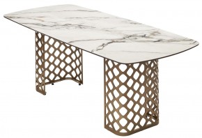 Стол CHIAVARI 220 KL-188 Контрастный мрамор матовый, итальянская керамика / Шампань, ®DISAUR в Приобье - priobie.ok-mebel.com | фото 7