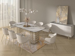 Стол CHIAVARI 220 KL-188 Контрастный мрамор матовый, итальянская керамика / Шампань, ®DISAUR в Приобье - priobie.ok-mebel.com | фото 9