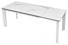 Стол CREMONA 140 HIGH GLOSS STATUARIO Белый мрамор глянцевый, керамика/ белый каркас, ®DISAUR в Приобье - priobie.ok-mebel.com | фото 5