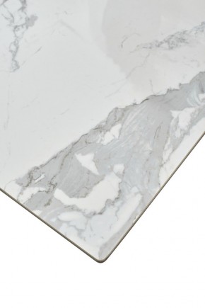 Стол CREMONA 140 HIGH GLOSS STATUARIO Белый мрамор глянцевый, керамика/ белый каркас, ®DISAUR в Приобье - priobie.ok-mebel.com | фото 6