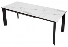 Стол CREMONA 140 HIGH GLOSS STATUARIO Белый мрамор глянцевый, керамика/ черный каркас, ®DISAUR в Приобье - priobie.ok-mebel.com | фото 8