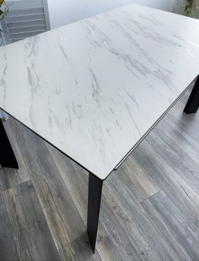 Стол CREMONA 180 KL-99 Белый мрамор матовый, итальянская керамика / черный каркас, ®DISAUR в Приобье - priobie.ok-mebel.com | фото 2