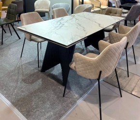 Стол IVAR 180 MARBLES KL-188 Контрастный мрамор, итальянская керамика, ®DISAUR в Приобье - priobie.ok-mebel.com | фото 11