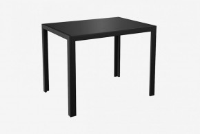 Стол Ницца (стекло (10мм) Черное/ножки черный металл) в Приобье - priobie.ok-mebel.com | фото