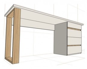 Стол письменный с тумбой 4 ящика (1450) в Приобье - priobie.ok-mebel.com | фото 2