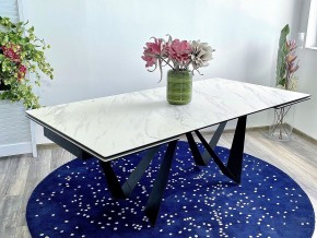 Стол RIETI 200 KL-99 Белый мрамор матовый, итальянская керамика / черный каркас, ®DISAUR в Приобье - priobie.ok-mebel.com | фото 2
