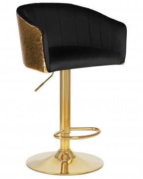 Стул барный DOBRIN DARCY GOLD SHINY, черный велюр с золотыми пайетками в Приобье - priobie.ok-mebel.com | фото