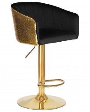 Стул барный DOBRIN DARCY GOLD SHINY, черный велюр с золотыми пайетками в Приобье - priobie.ok-mebel.com | фото 2