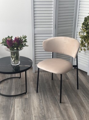 Стул ЛЕОНАРДО H-06 Бежевый, велюр / черный каркас М-City в Приобье - priobie.ok-mebel.com | фото 3