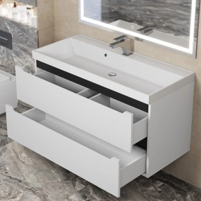 Тумба под раковину Uperwood Tanos 100 см, подвесная, белая/графит в Приобье - priobie.ok-mebel.com | фото 9