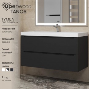 Тумба под раковину Uperwood Tanos 100 см, подвесная, черная матовая в Приобье - priobie.ok-mebel.com | фото 3