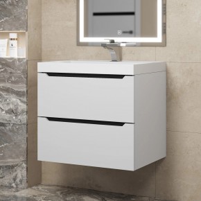 Тумба под раковину Uperwood Tanos 60 см, подвесная, белая/графит в Приобье - priobie.ok-mebel.com | фото