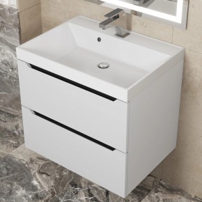 Тумба под раковину Uperwood Tanos 60 см, подвесная, белая/графит в Приобье - priobie.ok-mebel.com | фото 10