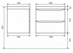Тумба под раковину Uperwood Tanos 60 см, подвесная, белая/графит в Приобье - priobie.ok-mebel.com | фото 6