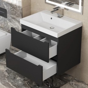 Тумба под раковину Uperwood Tanos 60 см, подвесная, черная матовая в Приобье - priobie.ok-mebel.com | фото 2