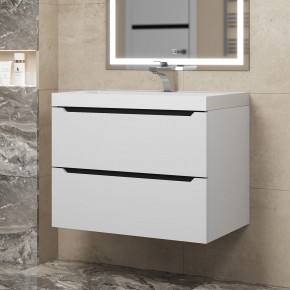 Тумба под раковину Uperwood Tanos 70 см, подвесная, белая/графит в Приобье - priobie.ok-mebel.com | фото