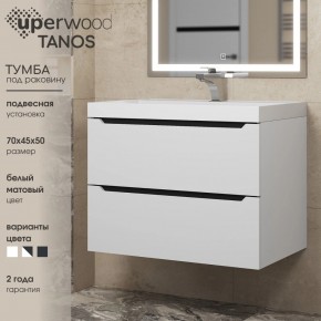Тумба под раковину Uperwood Tanos 70 см, подвесная, белая/графит в Приобье - priobie.ok-mebel.com | фото 3