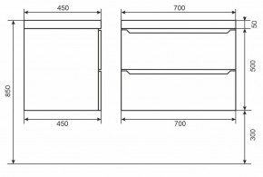 Тумба под раковину Uperwood Tanos 70 см, подвесная, черная матовая в Приобье - priobie.ok-mebel.com | фото 6