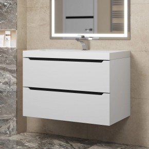 Тумба под раковину Uperwood Tanos 80 см, подвесная, белая/графит в Приобье - priobie.ok-mebel.com | фото