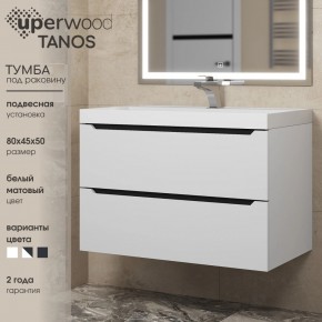 Тумба под раковину Uperwood Tanos 80 см, подвесная, белая/графит в Приобье - priobie.ok-mebel.com | фото 3