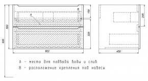 Тумба под раковину Uperwood Tanos 80 см, подвесная, белая/графит в Приобье - priobie.ok-mebel.com | фото 7