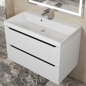 Тумба под раковину Uperwood Tanos 80 см, подвесная, белая/графит в Приобье - priobie.ok-mebel.com | фото 8