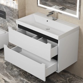 Тумба под раковину Uperwood Tanos 80 см, подвесная, белая/графит в Приобье - priobie.ok-mebel.com | фото 9