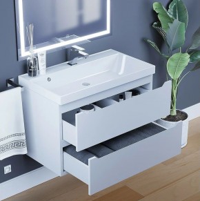 Тумба под раковину Uperwood Tanos 80 см, подвесная, белая матовая в Приобье - priobie.ok-mebel.com | фото 2