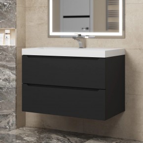 Тумба под раковину Uperwood Tanos 80 см, подвесная, черная матовая в Приобье - priobie.ok-mebel.com | фото