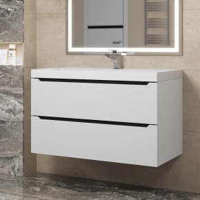 Тумба под раковину Uperwood Tanos 90 см, подвесная, белая/графит в Приобье - priobie.ok-mebel.com | фото
