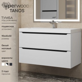 Тумба под раковину Uperwood Tanos 90 см, подвесная, белая/графит в Приобье - priobie.ok-mebel.com | фото 3