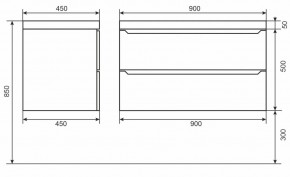 Тумба под раковину Uperwood Tanos 90 см, подвесная, белая/графит в Приобье - priobie.ok-mebel.com | фото 6
