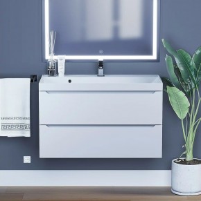Тумба под раковину Uperwood Tanos 90 см, подвесная, белая матовая в Приобье - priobie.ok-mebel.com | фото