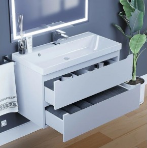 Тумба под раковину Uperwood Tanos 90 см, подвесная, белая матовая в Приобье - priobie.ok-mebel.com | фото 4