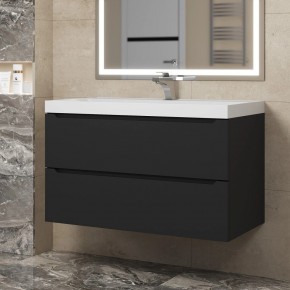 Тумба под раковину Uperwood Tanos 90 см, подвесная, черная матовая в Приобье - priobie.ok-mebel.com | фото