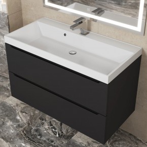 Тумба под раковину Uperwood Tanos 90 см, подвесная, черная матовая в Приобье - priobie.ok-mebel.com | фото 11