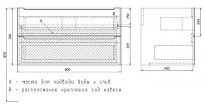 Тумба под раковину Uperwood Tanos 90 см, подвесная, черная матовая в Приобье - priobie.ok-mebel.com | фото 7