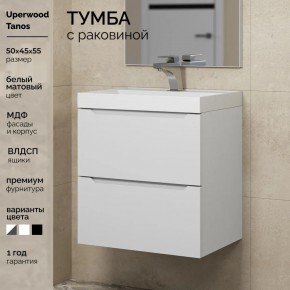 Тумба с раковиной Uperwood Tanos 50 см, подвесная, белая матовая в Приобье - priobie.ok-mebel.com | фото 5