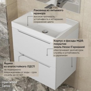 Тумба с раковиной Uperwood Tanos 50 см, подвесная, белая матовая в Приобье - priobie.ok-mebel.com | фото 6