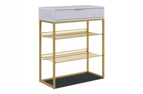 ВЕЛЬВЕТ Обувница (белое дерево/белый матовый/золото) в Приобье - priobie.ok-mebel.com | фото